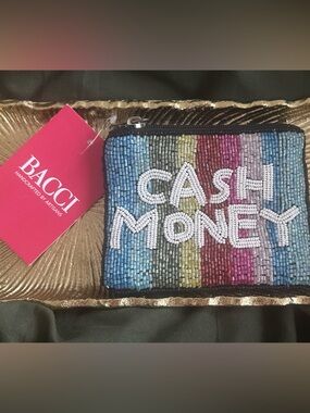 BACCI 'Cash Money' Beaded Multicolor Coin Zipper Pouch/Purse